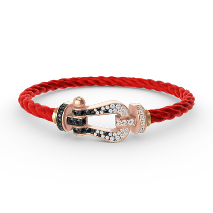 [Favorite]FORCE LARGE HORSESHOE BLACK & WHITE DIAMOND BRACELET - ROSE GOLD