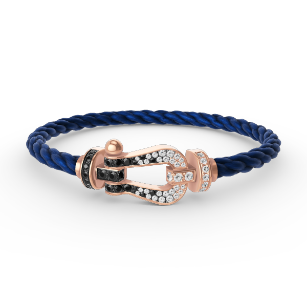 [Favorite]FORCE LARGE HORSESHOE BLACK & WHITE DIAMOND BRACELET - ROSE GOLD