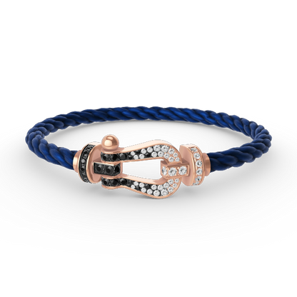[Favorite]FORCE LARGE HORSESHOE BLACK & WHITE DIAMOND BRACELET - ROSE GOLD