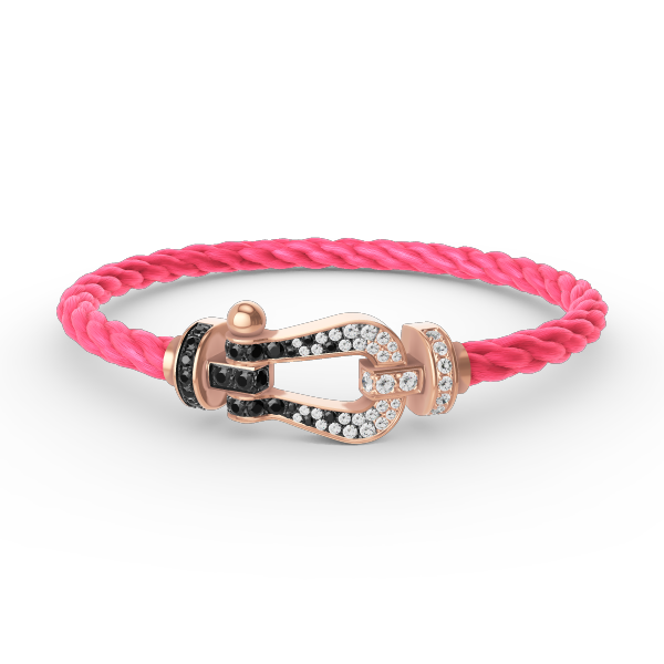[Favorite]FORCE LARGE HORSESHOE BLACK & WHITE DIAMOND BRACELET - ROSE GOLD