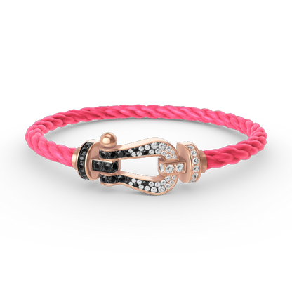 [Favorite]FORCE LARGE HORSESHOE BLACK & WHITE DIAMOND BRACELET - ROSE GOLD
