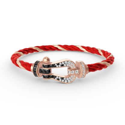 [Favorite]FORCE LARGE HORSESHOE BLACK & WHITE DIAMOND BRACELET - ROSE GOLD