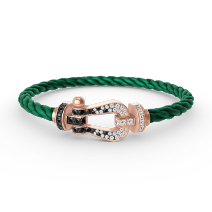 [Favorite]FORCE LARGE HORSESHOE BLACK & WHITE DIAMOND BRACELET - ROSE GOLD