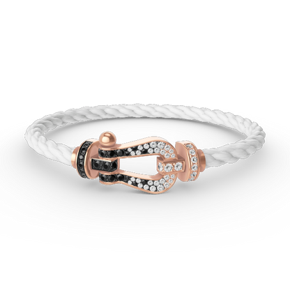 [Favorite]FORCE LARGE HORSESHOE BLACK & WHITE DIAMOND BRACELET - ROSE GOLD