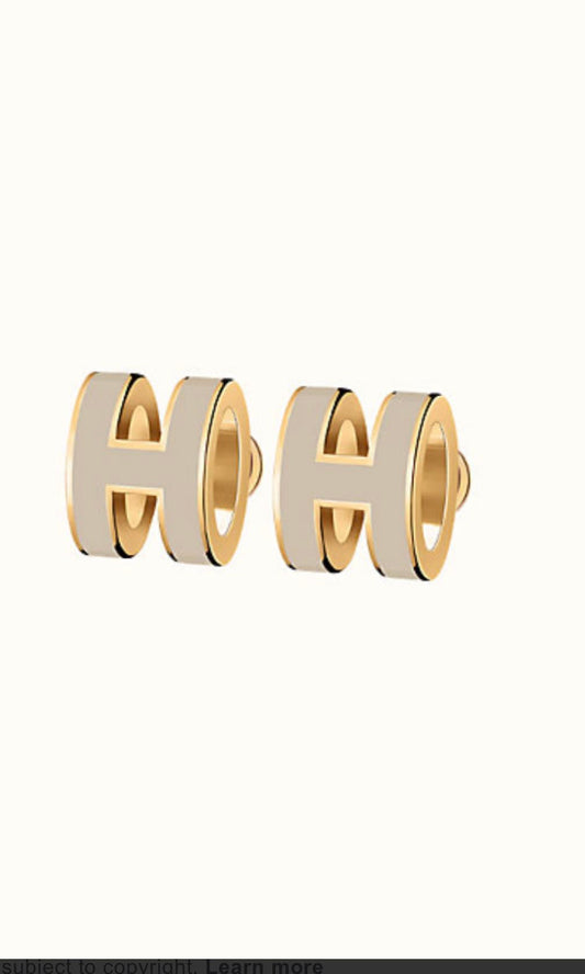 [Favorite]MINI POP H GOLD EARRINGS GREY