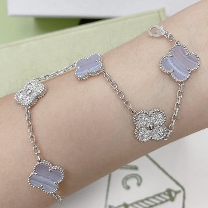[Favorite]LUCKY CLOVER 5-MOTIF BRACELET - PURPLE CHALCEDONY COLLECTION