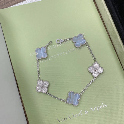 [Favorite]LUCKY CLOVER 5-MOTIF BRACELET - PURPLE CHALCEDONY COLLECTION