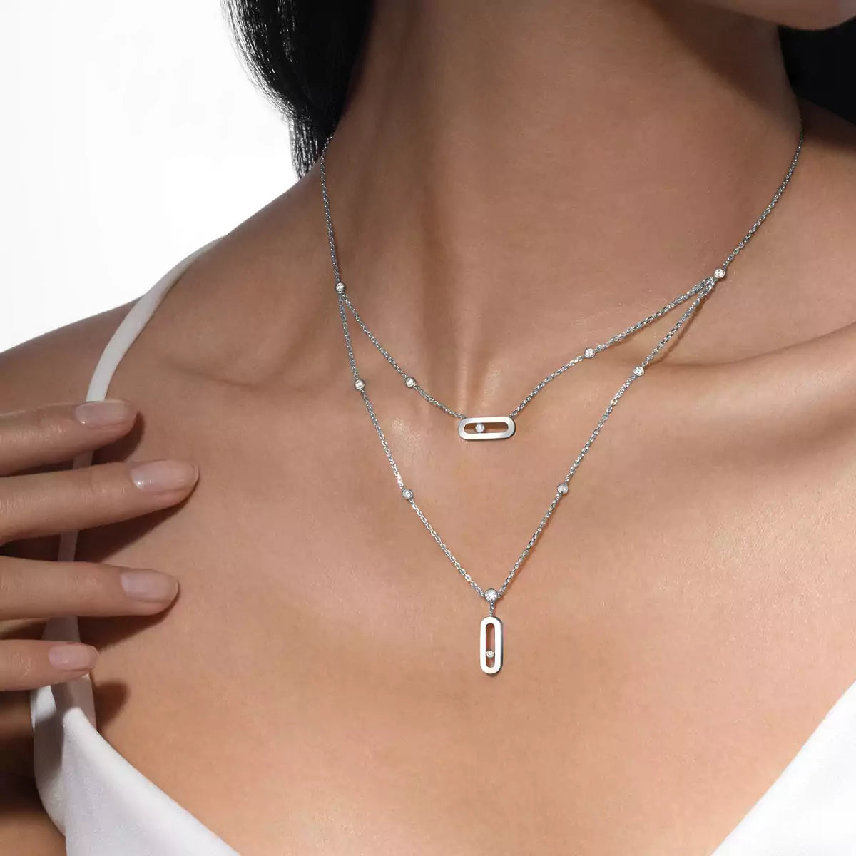 [Favorite]MOVE UNO DOUBLE-PENDANT NECKLACE