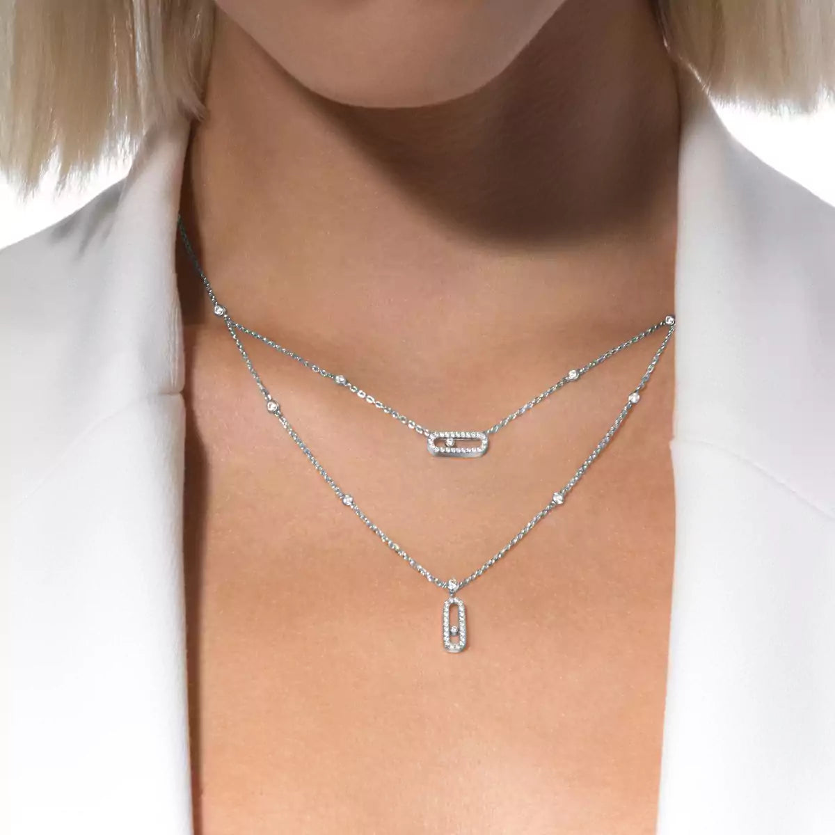 [Favorite]MOVE UNO 2-ROW PAVÉ NECKLACE