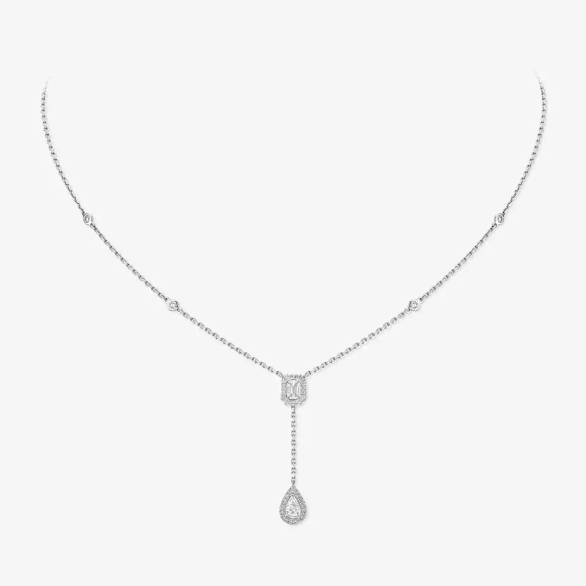 [Favorite]SUGAR CUBE & TEARDROP FULL PAVÉ NECKLACE