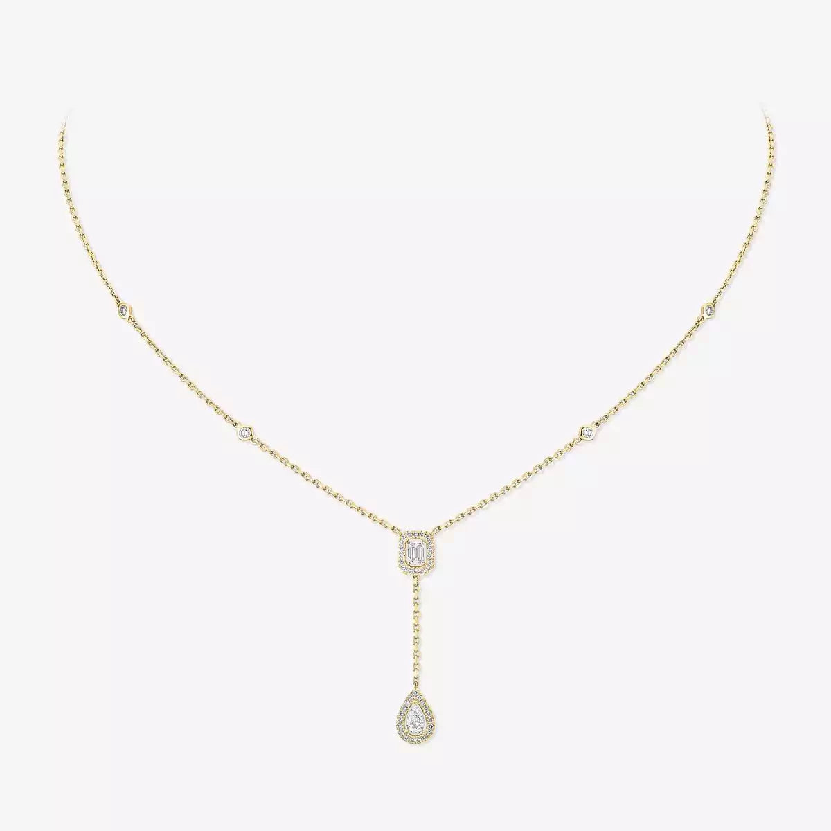 [Favorite]SUGAR CUBE & TEARDROP FULL PAVÉ NECKLACE