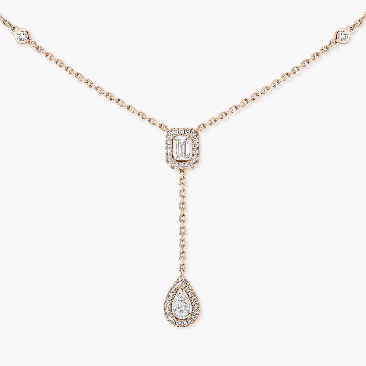 [Favorite]SUGAR CUBE & TEARDROP FULL PAVÉ NECKLACE