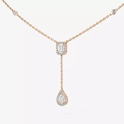 [Favorite]SUGAR CUBE & TEARDROP FULL PAVÉ NECKLACE
