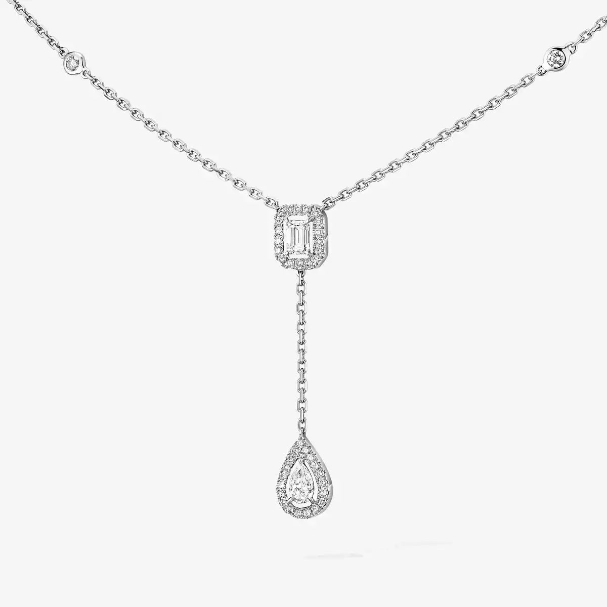 [Favorite]SUGAR CUBE & TEARDROP FULL PAVÉ NECKLACE