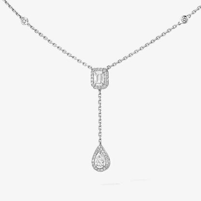 [Favorite]SUGAR CUBE & TEARDROP FULL PAVÉ NECKLACE