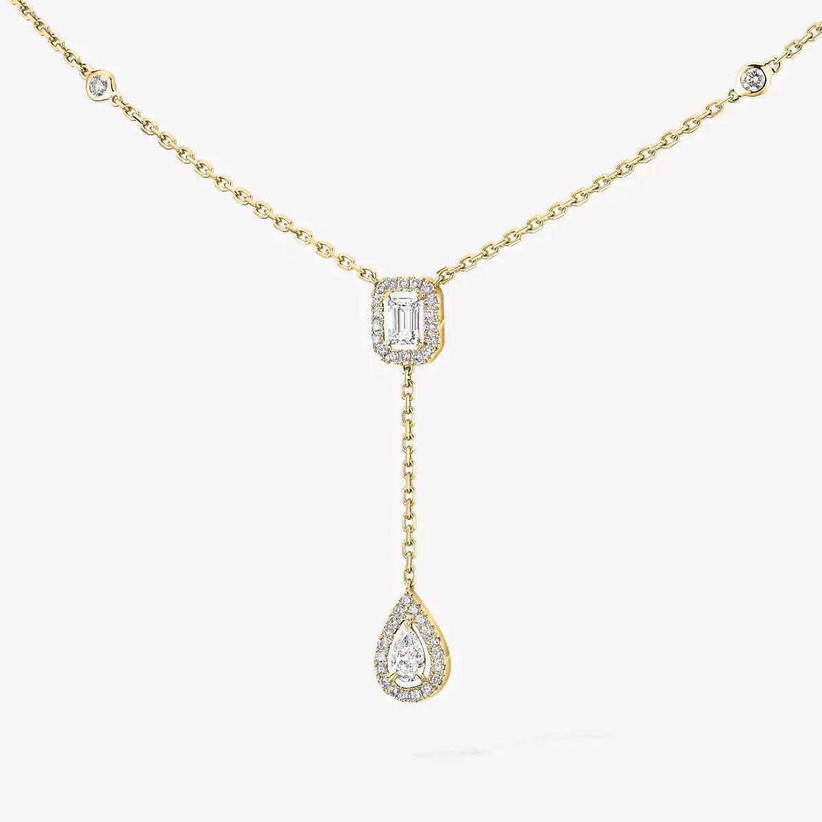 [Favorite]SUGAR CUBE & TEARDROP FULL PAVÉ NECKLACE