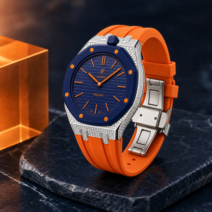 Royal Oak Pop exclusivo con caja de acero, diamantes (moissanita) y correa de silicona