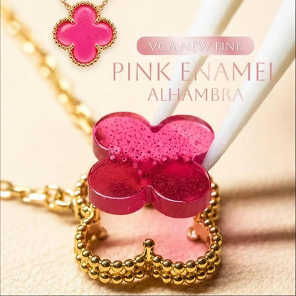 [Favorite] NEW CLOVER 15MM PINK ENAMEL NECKLACE