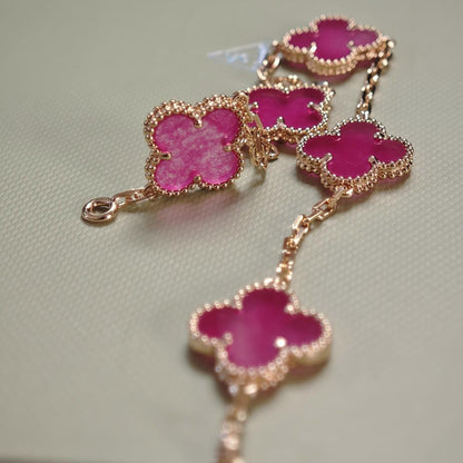 [Favorite]NEW CLOVER 5 MOTIFS PINK ENAMEL BRACELET