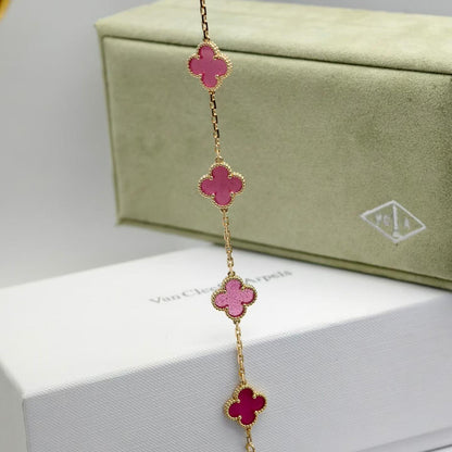 [Favorite]NEW CLOVER 5 MOTIFS PINK ENAMEL BRACELET
