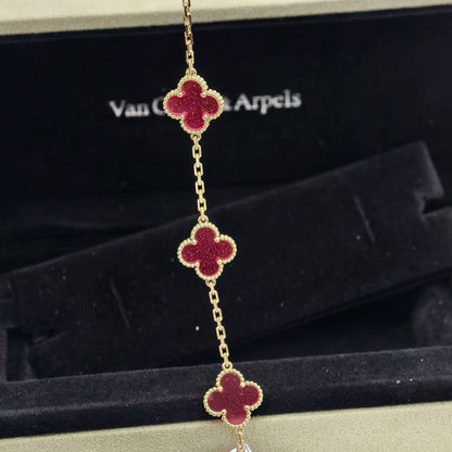 [Favorite]NEW CLOVER 5 MOTIFS PINK ENAMEL BRACELET