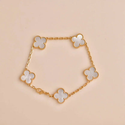 [Favorite]LUCKY CLOVER 5-MOTIF BRACELET - WHITE MOTHER-OF-PEARL COLLECTION