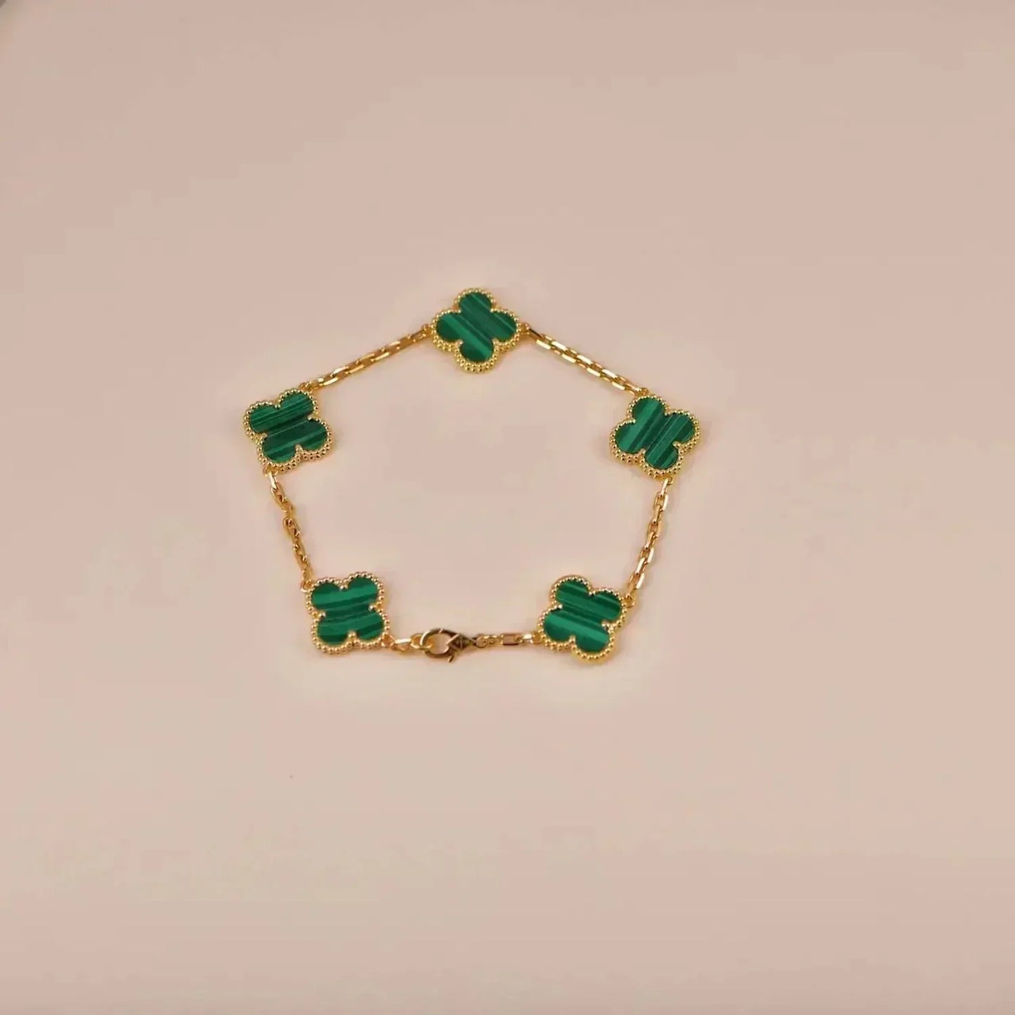 [Favorite]LUCKY CLOVER 5-MOTIF BRACELET - MALACHITE COLLECTION
