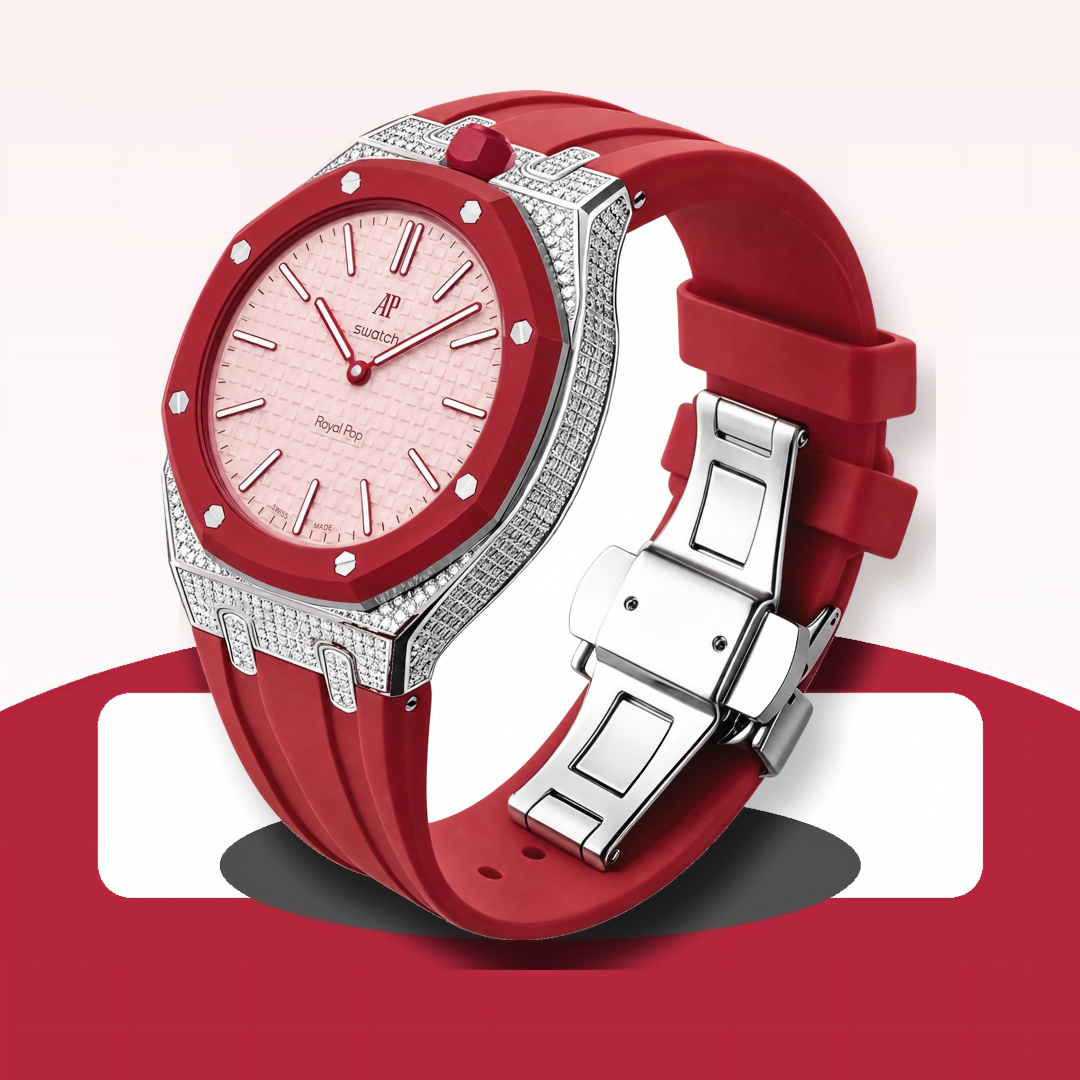 Royal Oak Pop exclusivo con caja de acero, diamantes (moissanita) y correa de silicona