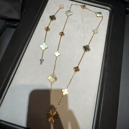[Favorite]DETACHABLE 15-MOTIF CLOVER STATEMENT SET - GREY MOTHER-OF-PEARL & LASER