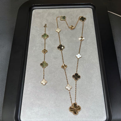 [Favorite]DETACHABLE 15-MOTIF CLOVER STATEMENT SET - GREY MOTHER-OF-PEARL & LASER