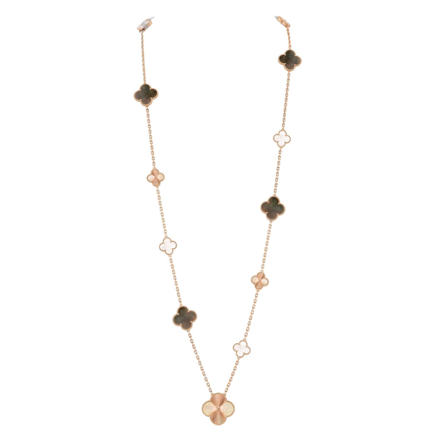 [Favorite]DETACHABLE 15-MOTIF CLOVER STATEMENT SET - GREY MOTHER-OF-PEARL & LASER