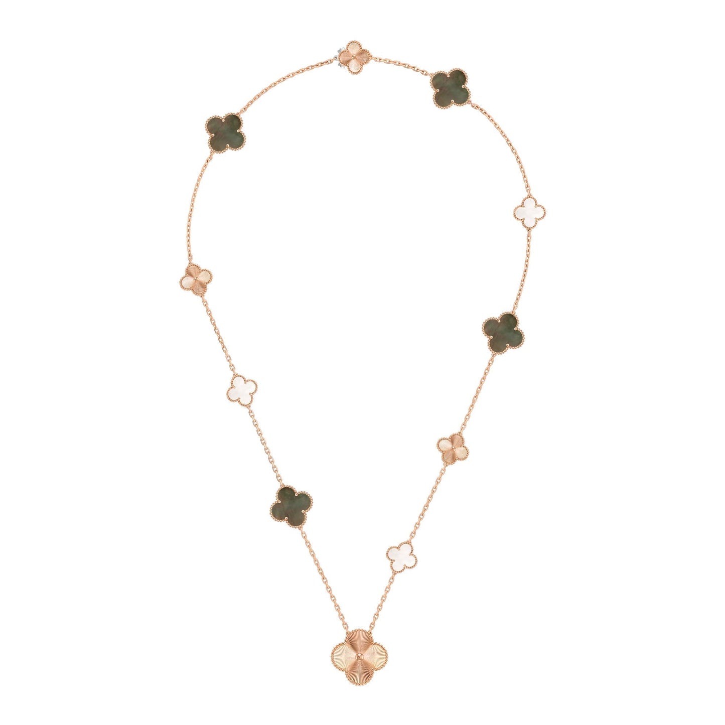 [Favorite]DETACHABLE 15-MOTIF CLOVER STATEMENT SET - GREY MOTHER-OF-PEARL & LASER
