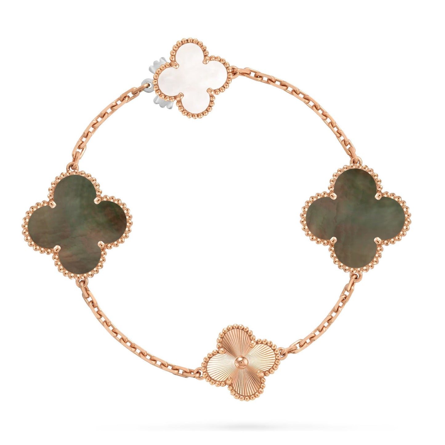 [Favorite]DETACHABLE 15-MOTIF CLOVER STATEMENT SET - GREY MOTHER-OF-PEARL & LASER