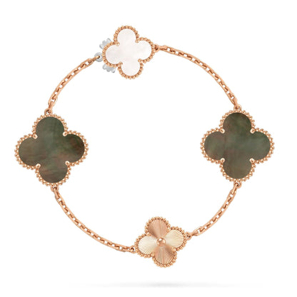 [Favorite]DETACHABLE 15-MOTIF CLOVER STATEMENT SET - GREY MOTHER-OF-PEARL & LASER