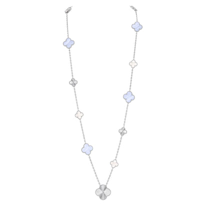 [Favorite]DETACHABLE 15-MOTIF CLOVER STATEMENT SET - PURPLE CHALCEDONY & LASER