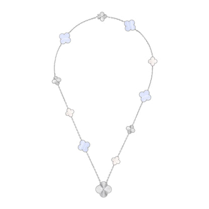 [Favorite]DETACHABLE 15-MOTIF CLOVER STATEMENT SET - PURPLE CHALCEDONY & LASER