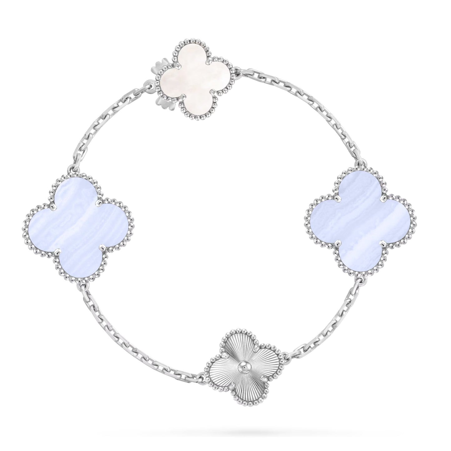 [Favorite]DETACHABLE 15-MOTIF CLOVER STATEMENT SET - PURPLE CHALCEDONY & LASER