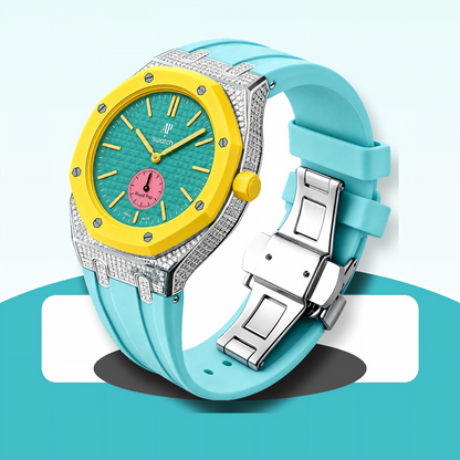 Royal Oak Pop exclusivo con caja de acero, diamantes (moissanita) y correa de silicona