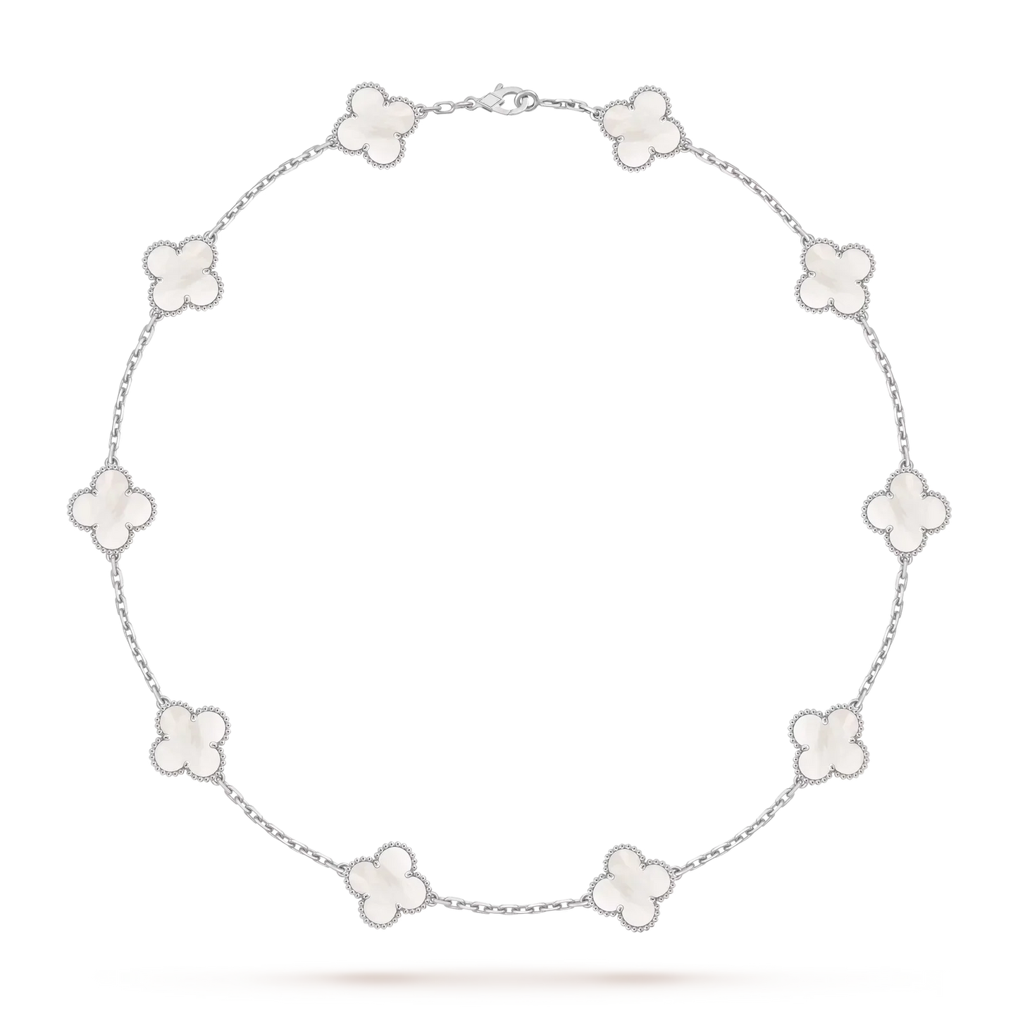 [Favorite]KLASSISCHE GLÜCKLICHE 10-MOTIV-KLEE-HALSKETTE WEISSGOLD-KOLLEKTION