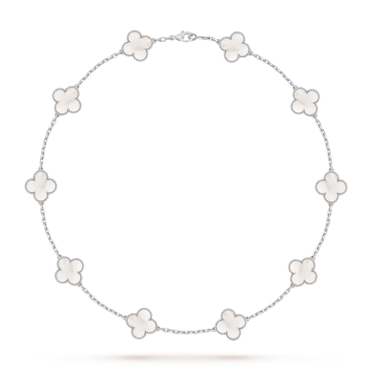 [Favorite]CLASSIC LUCKY 10-MOTIF CLOVER NECKLACE WHITE GOLD COLLECTION