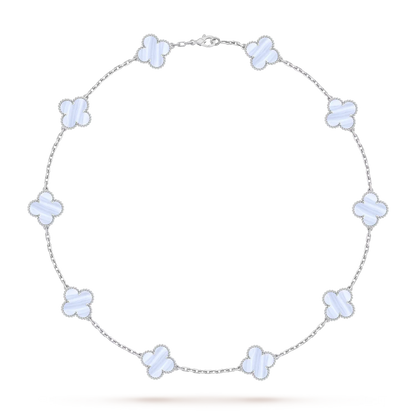 [Favorite]KLASSISCHE GLÜCKLICHE 10-MOTIV-KLEE-HALSKETTE WEISSGOLD-KOLLEKTION