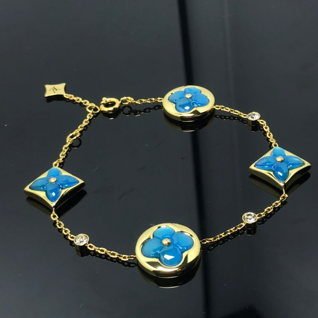 [Favorite]STAR AND SUN 4 MOTIF BLUE BRACELET