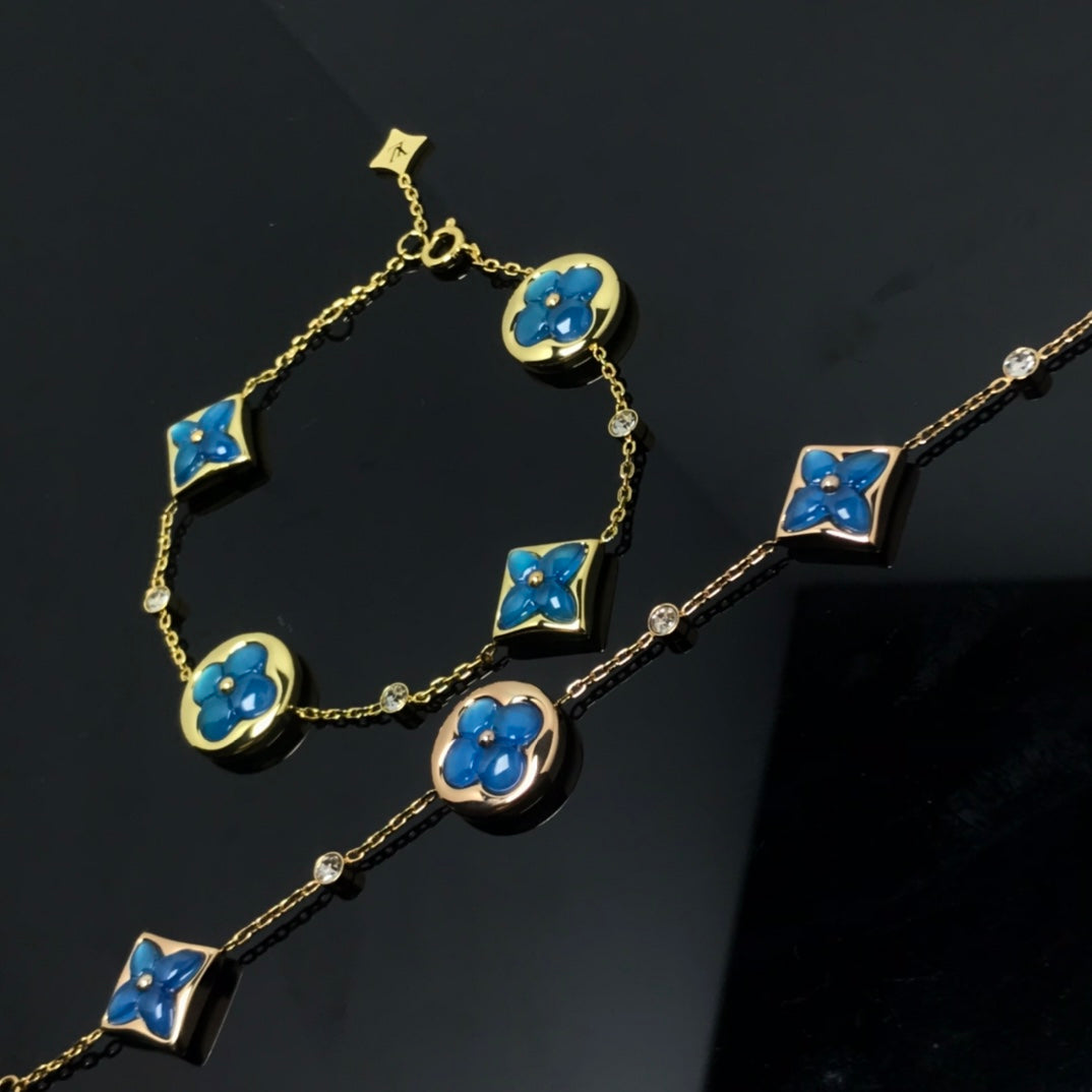 [Favorite]STAR AND SUN 4 MOTIF BLUE BRACELET