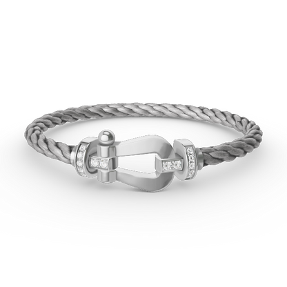 [Favorite]FORCE LARGE HORSESHOE HALF DIAMOND BRACELET - WHITE GOLD