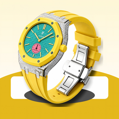 Royal Oak Pop exclusivo con caja de acero, diamantes (moissanita) y correa de silicona
