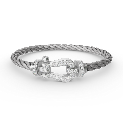 [Favorite]FORCE LARGE HORSESHOE FULL DIAMOND BRACELET - WHITE GOLD
