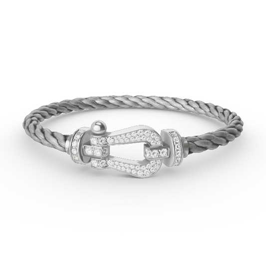 [Favorite]FORCE LARGE HORSESHOE FULL DIAMOND BRACELET - WHITE GOLD