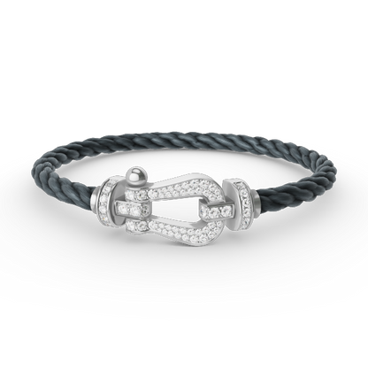 [Favorite]FORCE LARGE HORSESHOE FULL DIAMOND BRACELET - WHITE GOLD